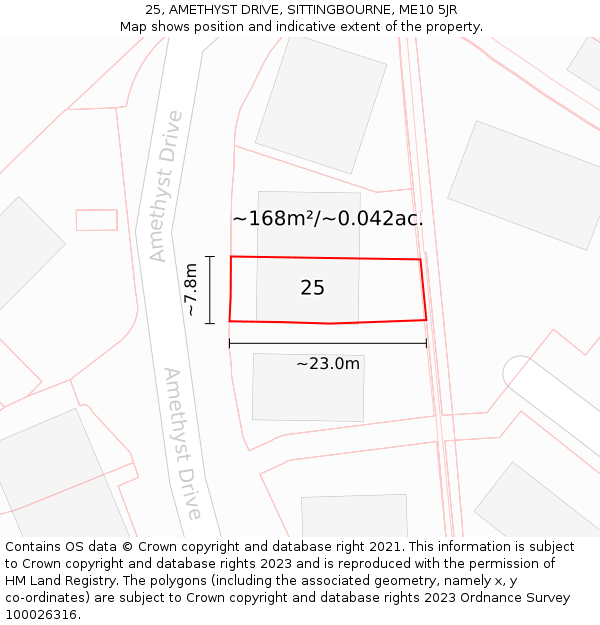 25, AMETHYST DRIVE, SITTINGBOURNE, ME10 5JR: Plot and title map