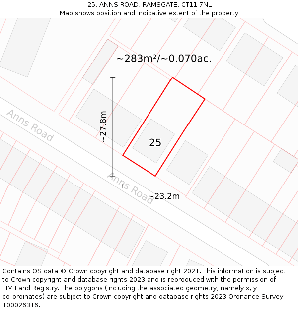 25, ANNS ROAD, RAMSGATE, CT11 7NL: Plot and title map