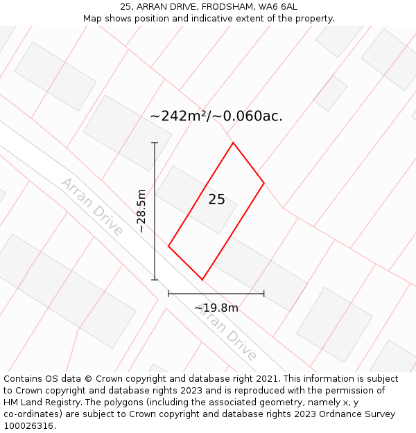 25, ARRAN DRIVE, FRODSHAM, WA6 6AL: Plot and title map