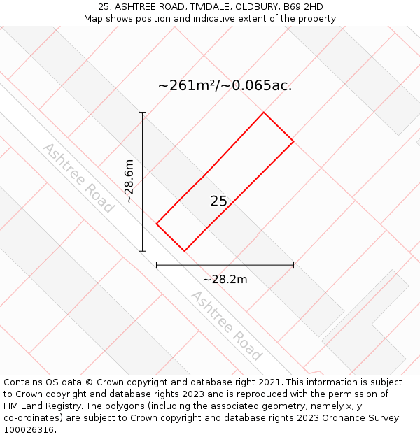 25, ASHTREE ROAD, TIVIDALE, OLDBURY, B69 2HD: Plot and title map