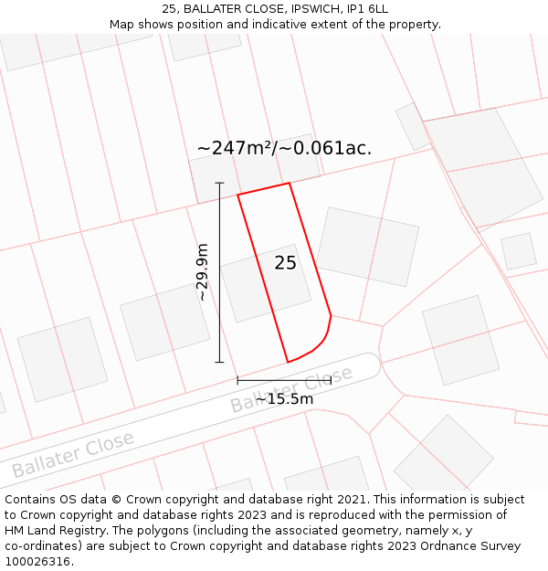 25, BALLATER CLOSE, IPSWICH, IP1 6LL: Plot and title map
