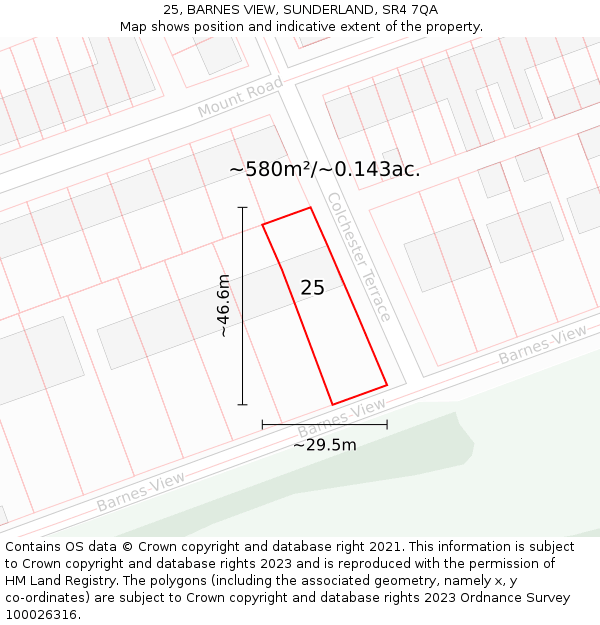 25, BARNES VIEW, SUNDERLAND, SR4 7QA: Plot and title map