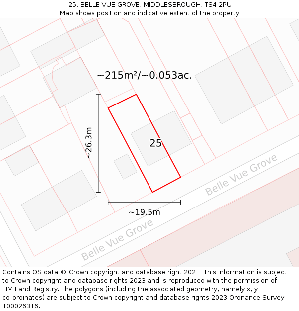 25, BELLE VUE GROVE, MIDDLESBROUGH, TS4 2PU: Plot and title map