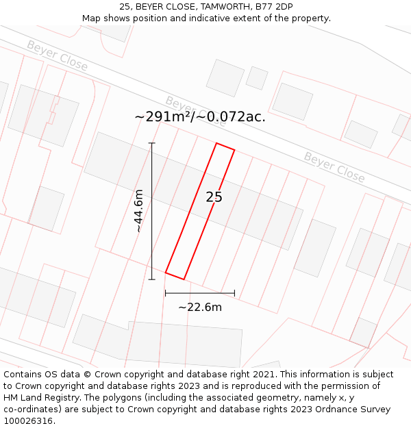25, BEYER CLOSE, TAMWORTH, B77 2DP: Plot and title map