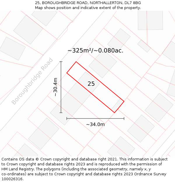 25, BOROUGHBRIDGE ROAD, NORTHALLERTON, DL7 8BG: Plot and title map