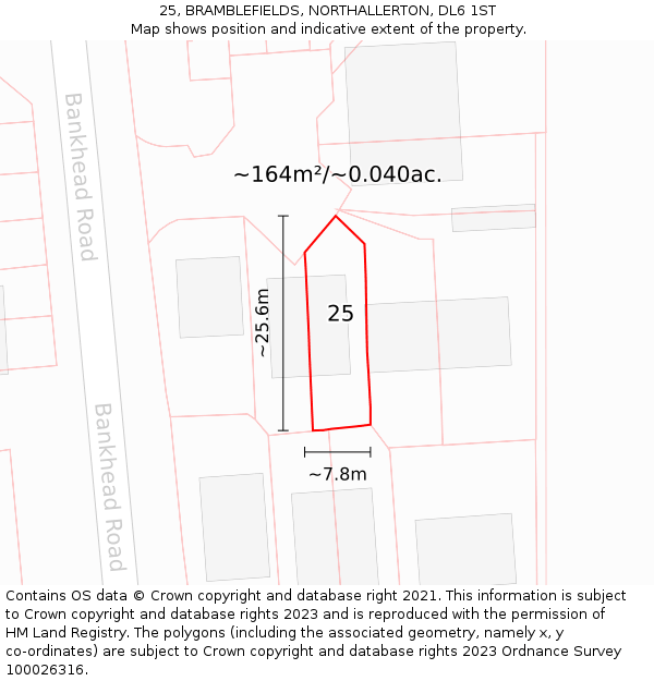 25, BRAMBLEFIELDS, NORTHALLERTON, DL6 1ST: Plot and title map