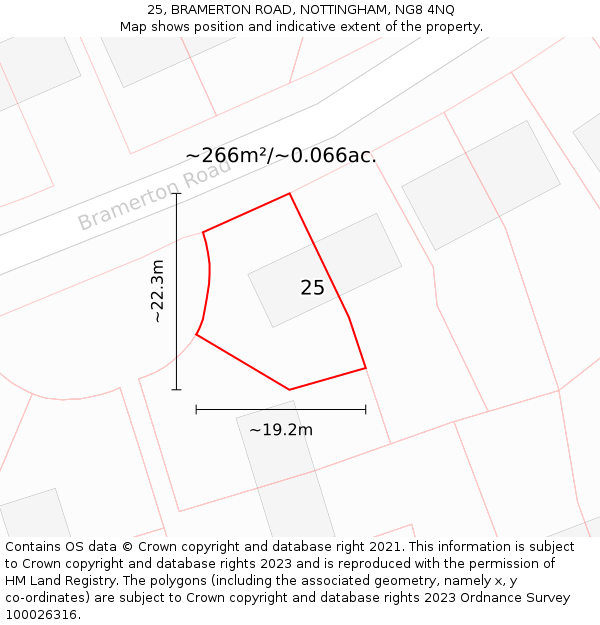 25, BRAMERTON ROAD, NOTTINGHAM, NG8 4NQ: Plot and title map