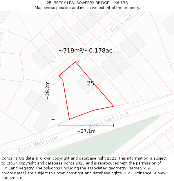 25, BRECK LEA, SOWERBY BRIDGE, HX6 1BS: Plot and title map