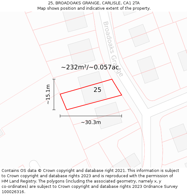25, BROADOAKS GRANGE, CARLISLE, CA1 2TA: Plot and title map