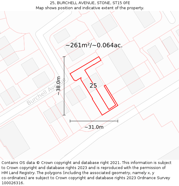 25, BURCHELL AVENUE, STONE, ST15 0FE: Plot and title map