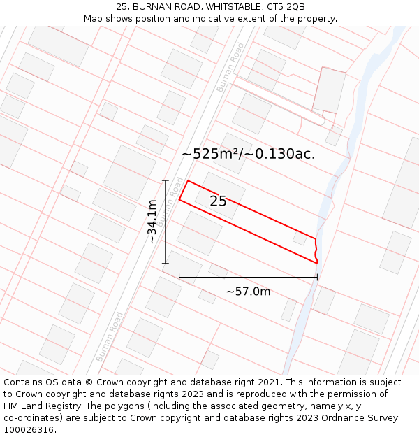 25, BURNAN ROAD, WHITSTABLE, CT5 2QB: Plot and title map