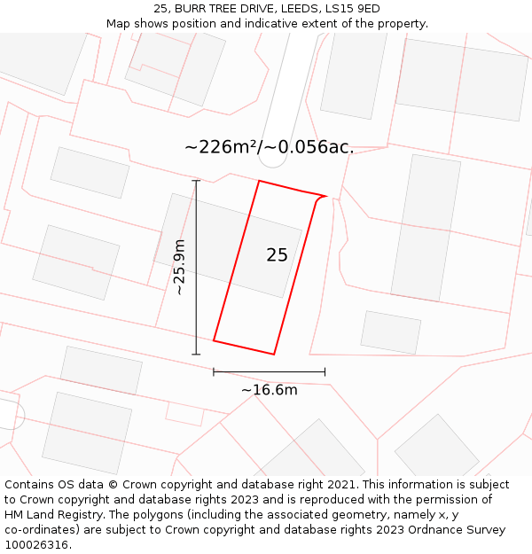 25, BURR TREE DRIVE, LEEDS, LS15 9ED: Plot and title map