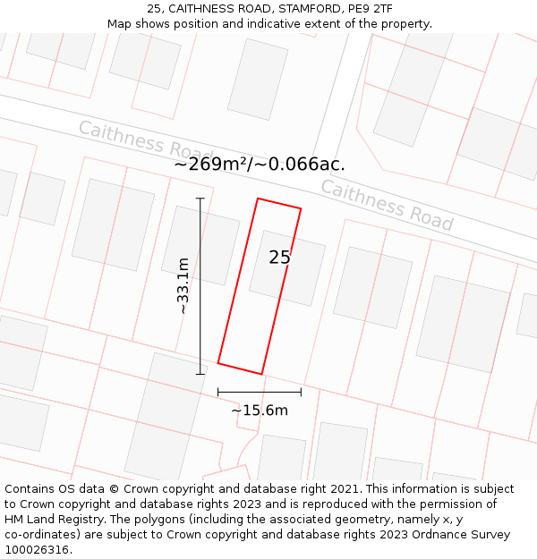25, CAITHNESS ROAD, STAMFORD, PE9 2TF: Plot and title map