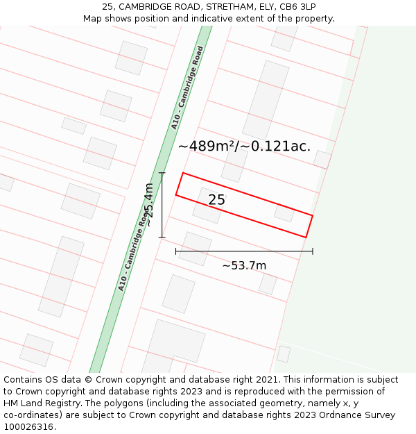 25, CAMBRIDGE ROAD, STRETHAM, ELY, CB6 3LP: Plot and title map