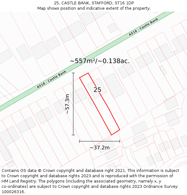 25, CASTLE BANK, STAFFORD, ST16 1DP: Plot and title map