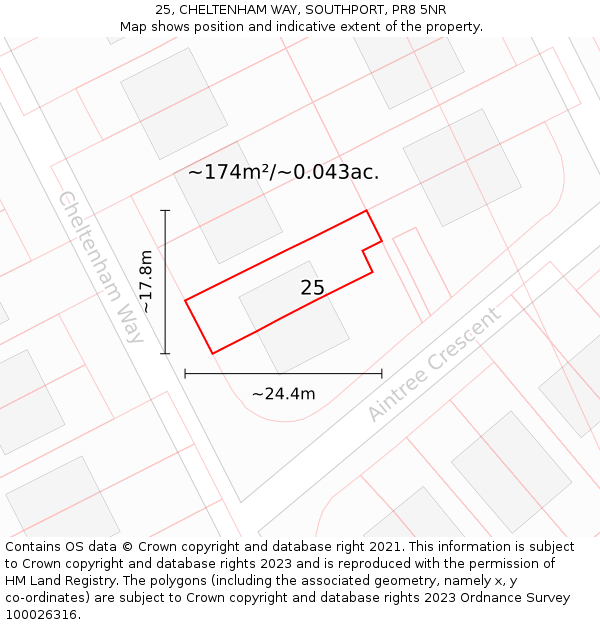 25, CHELTENHAM WAY, SOUTHPORT, PR8 5NR: Plot and title map