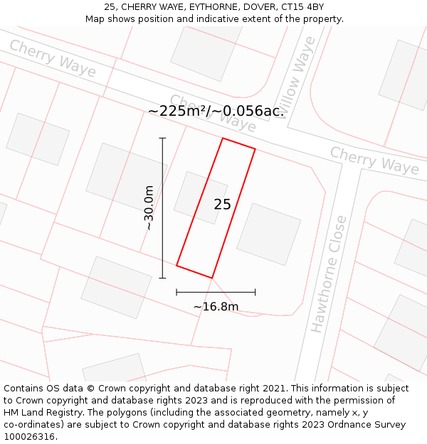 25, CHERRY WAYE, EYTHORNE, DOVER, CT15 4BY: Plot and title map