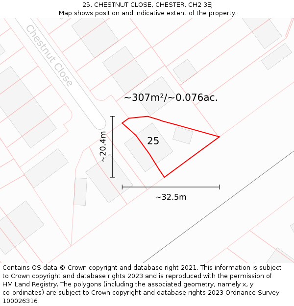 25, CHESTNUT CLOSE, CHESTER, CH2 3EJ: Plot and title map