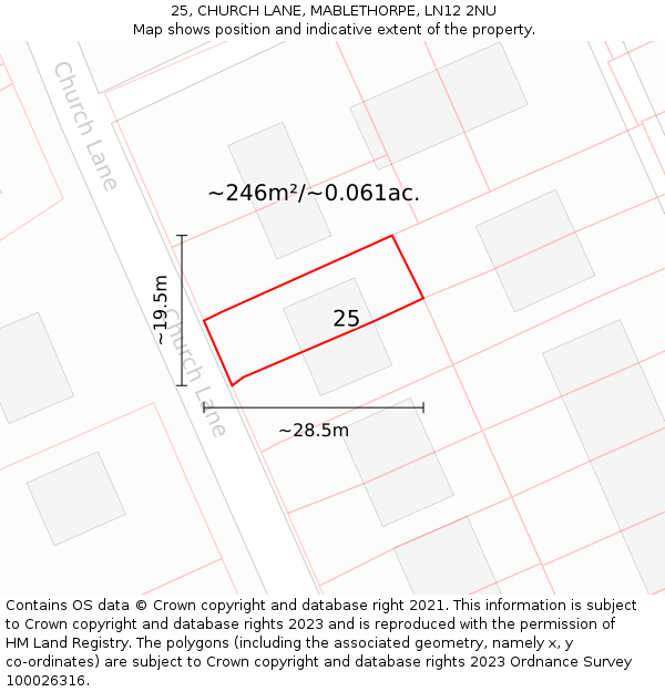 25, CHURCH LANE, MABLETHORPE, LN12 2NU: Plot and title map