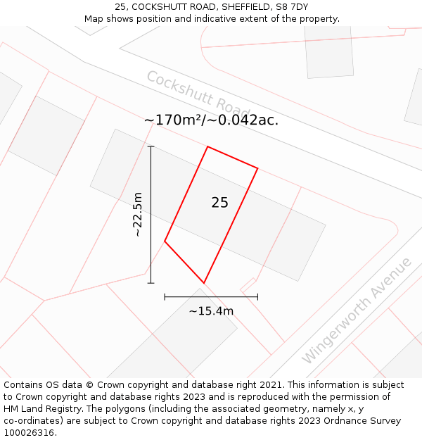 25, COCKSHUTT ROAD, SHEFFIELD, S8 7DY: Plot and title map