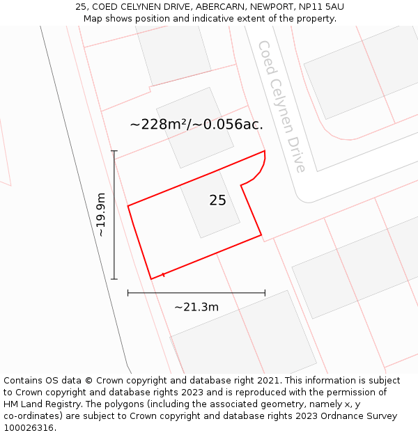 25, COED CELYNEN DRIVE, ABERCARN, NEWPORT, NP11 5AU: Plot and title map