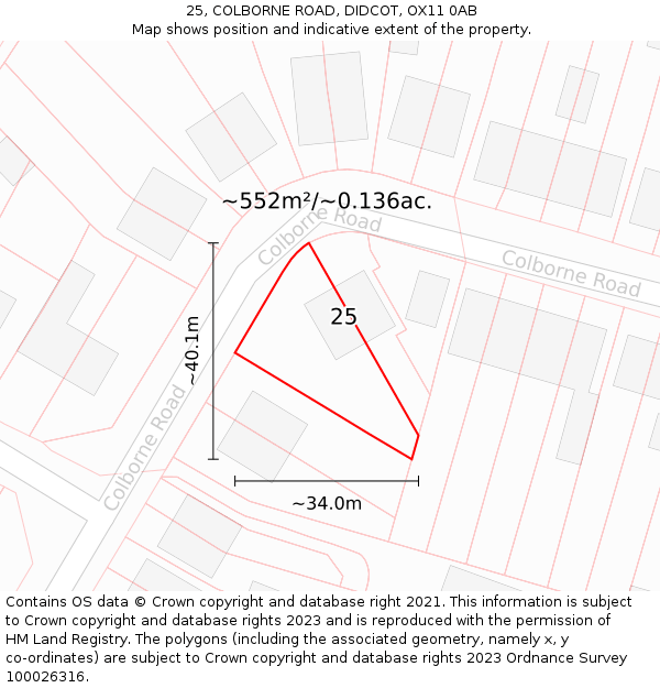 25, COLBORNE ROAD, DIDCOT, OX11 0AB: Plot and title map