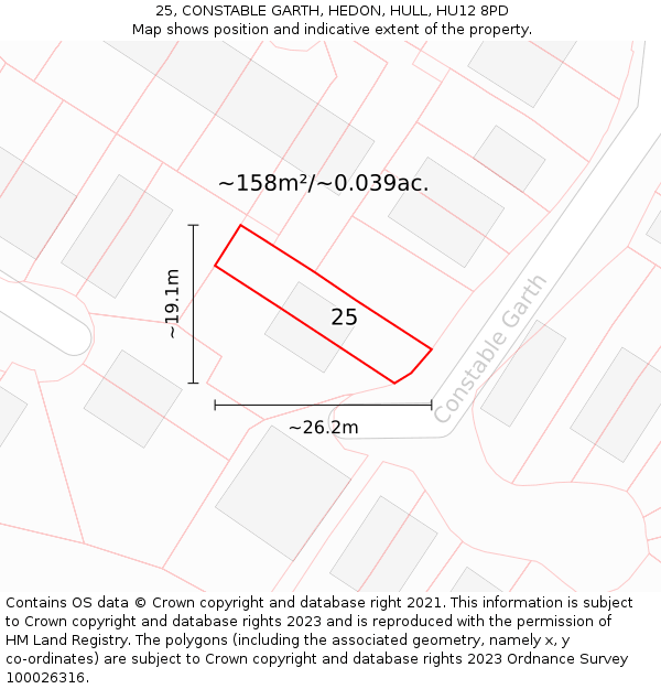 25, CONSTABLE GARTH, HEDON, HULL, HU12 8PD: Plot and title map