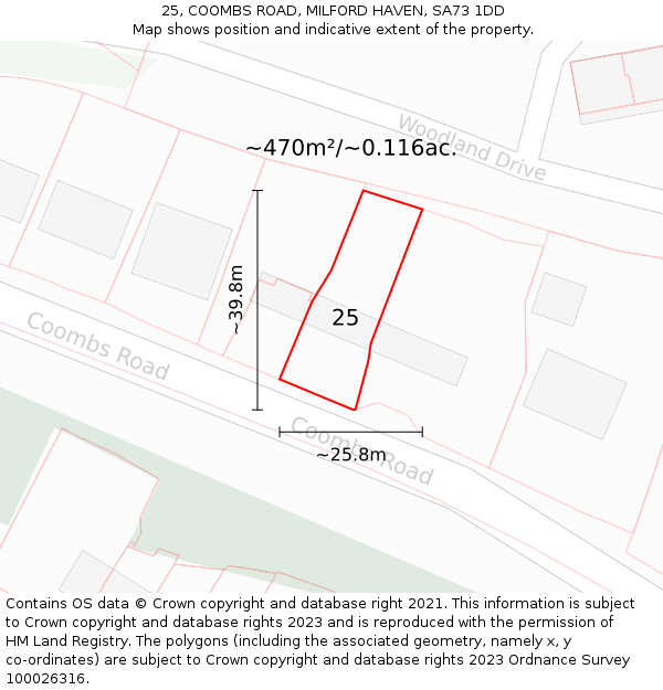 25, COOMBS ROAD, MILFORD HAVEN, SA73 1DD: Plot and title map