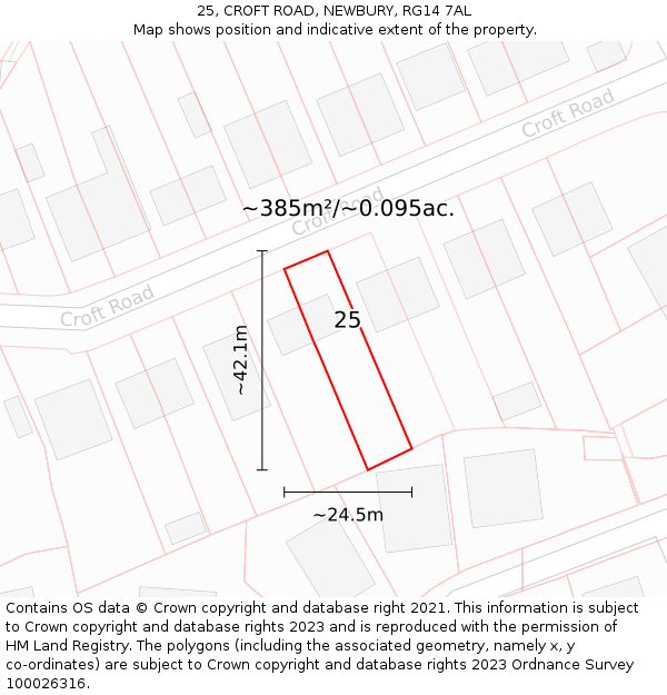 25, CROFT ROAD, NEWBURY, RG14 7AL: Plot and title map