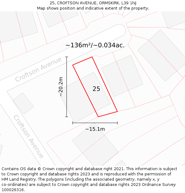 25, CROFTSON AVENUE, ORMSKIRK, L39 1NJ: Plot and title map