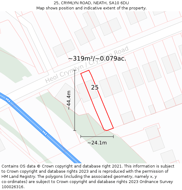 25, CRYMLYN ROAD, NEATH, SA10 6DU: Plot and title map