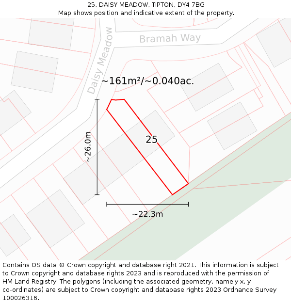 25, DAISY MEADOW, TIPTON, DY4 7BG: Plot and title map