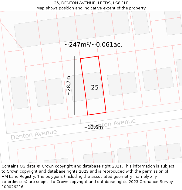 25, DENTON AVENUE, LEEDS, LS8 1LE: Plot and title map