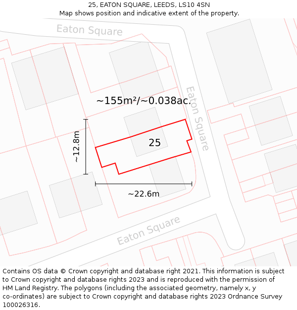 25, EATON SQUARE, LEEDS, LS10 4SN: Plot and title map