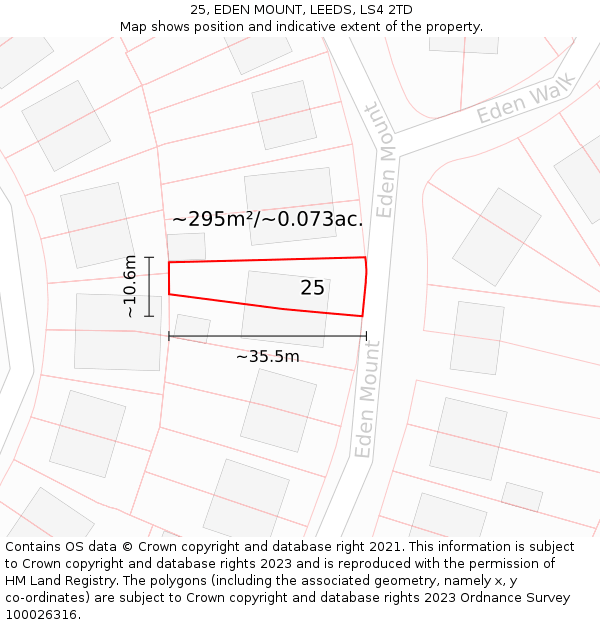 25, EDEN MOUNT, LEEDS, LS4 2TD: Plot and title map