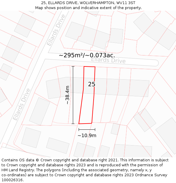 25, ELLARDS DRIVE, WOLVERHAMPTON, WV11 3ST: Plot and title map