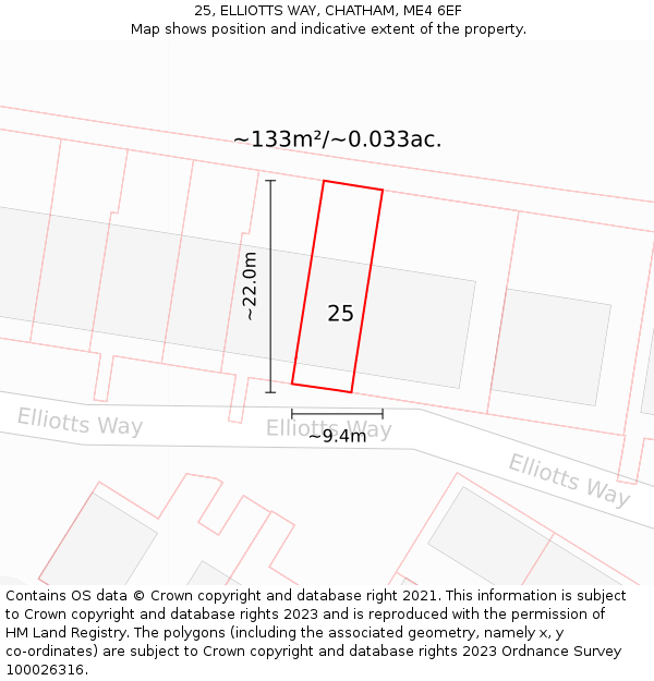 25, ELLIOTTS WAY, CHATHAM, ME4 6EF: Plot and title map