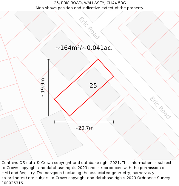 25, ERIC ROAD, WALLASEY, CH44 5RG: Plot and title map