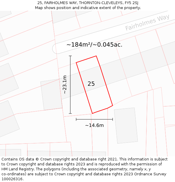 25, FAIRHOLMES WAY, THORNTON-CLEVELEYS, FY5 2SJ: Plot and title map
