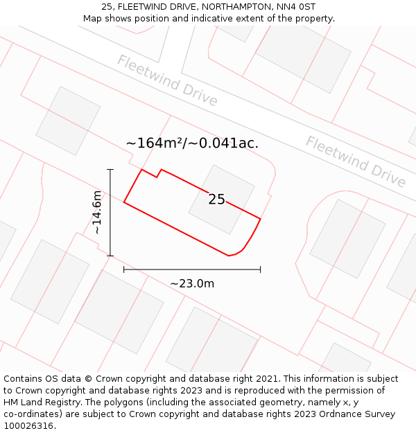 25, FLEETWIND DRIVE, NORTHAMPTON, NN4 0ST: Plot and title map