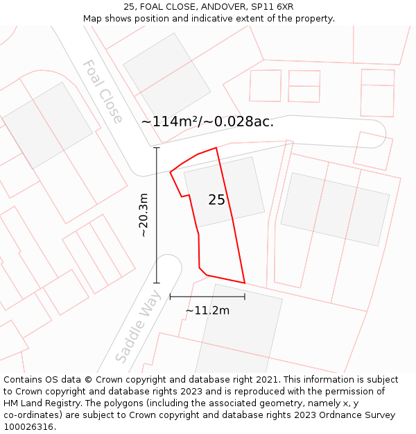25, FOAL CLOSE, ANDOVER, SP11 6XR: Plot and title map