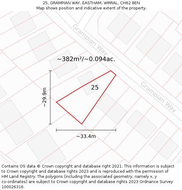 25, GRAMPIAN WAY, EASTHAM, WIRRAL, CH62 8EN: Plot and title map