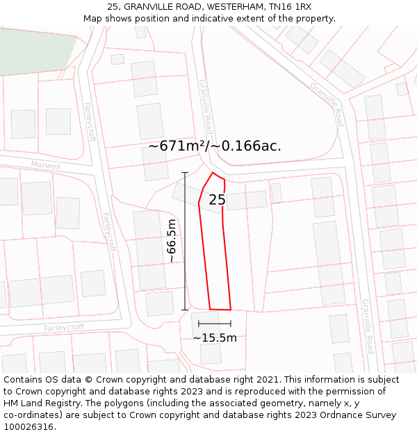 25, GRANVILLE ROAD, WESTERHAM, TN16 1RX: Plot and title map
