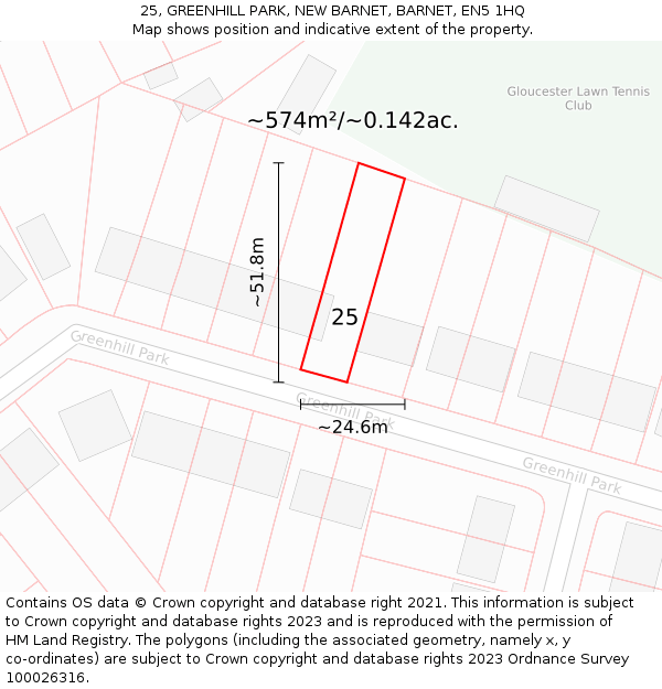 25, GREENHILL PARK, NEW BARNET, BARNET, EN5 1HQ: Plot and title map