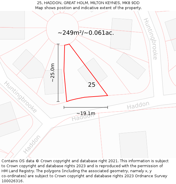 25, HADDON, GREAT HOLM, MILTON KEYNES, MK8 9DD: Plot and title map