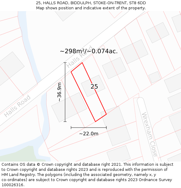 25, HALLS ROAD, BIDDULPH, STOKE-ON-TRENT, ST8 6DD: Plot and title map