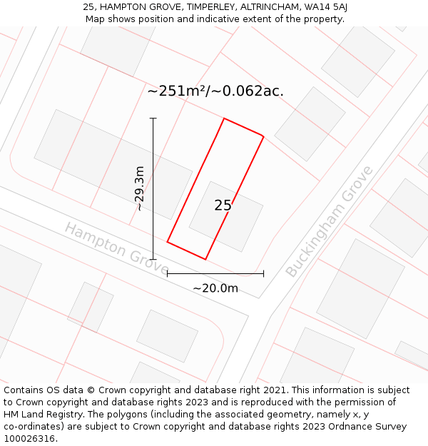 25, HAMPTON GROVE, TIMPERLEY, ALTRINCHAM, WA14 5AJ: Plot and title map