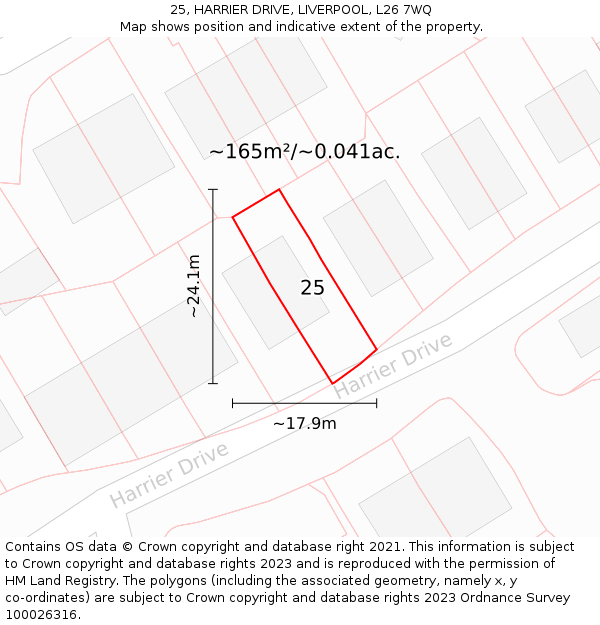 25, HARRIER DRIVE, LIVERPOOL, L26 7WQ: Plot and title map