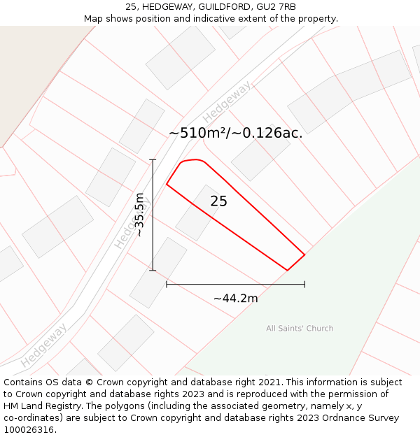 25, HEDGEWAY, GUILDFORD, GU2 7RB: Plot and title map