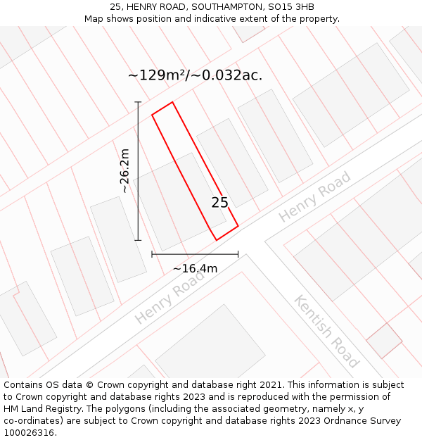 25, HENRY ROAD, SOUTHAMPTON, SO15 3HB: Plot and title map